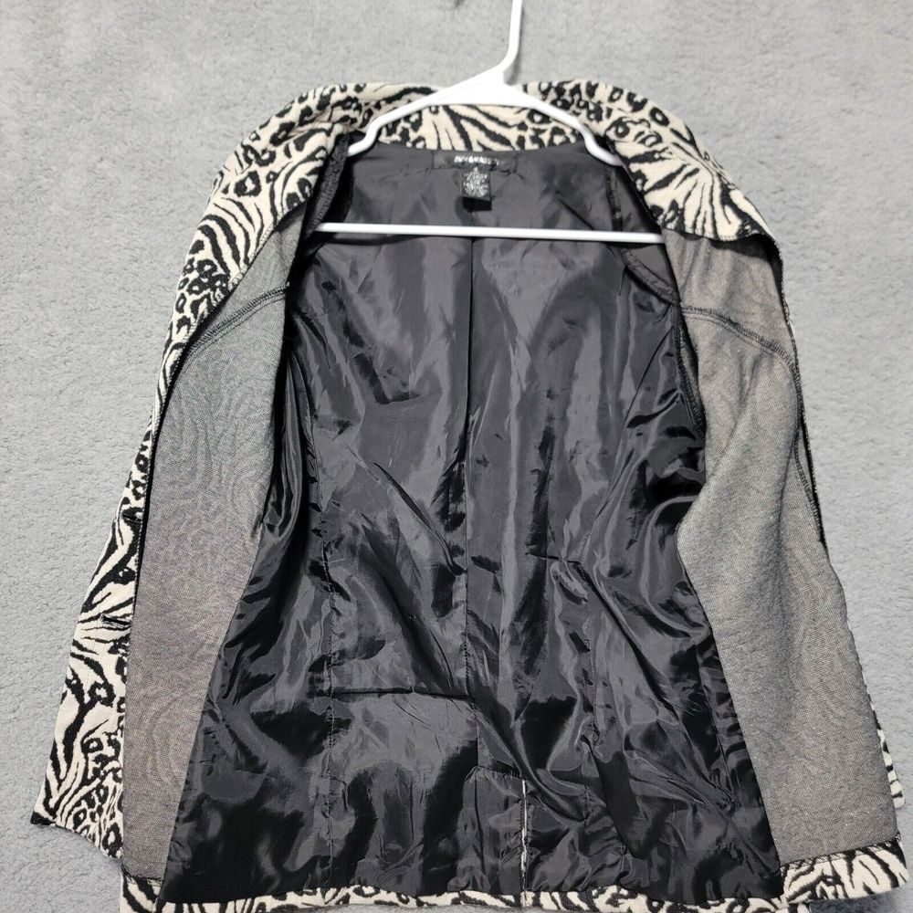 89th & MADISON Women's Animal Print Jacket Blazer Cream Black Size Small - Picture 7 of 8